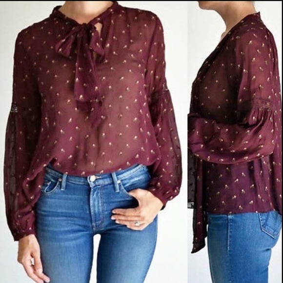 Ulla Johnson Odelia Floral Embroidered Bow Tie Top Size 8 - Picture 1 of 10